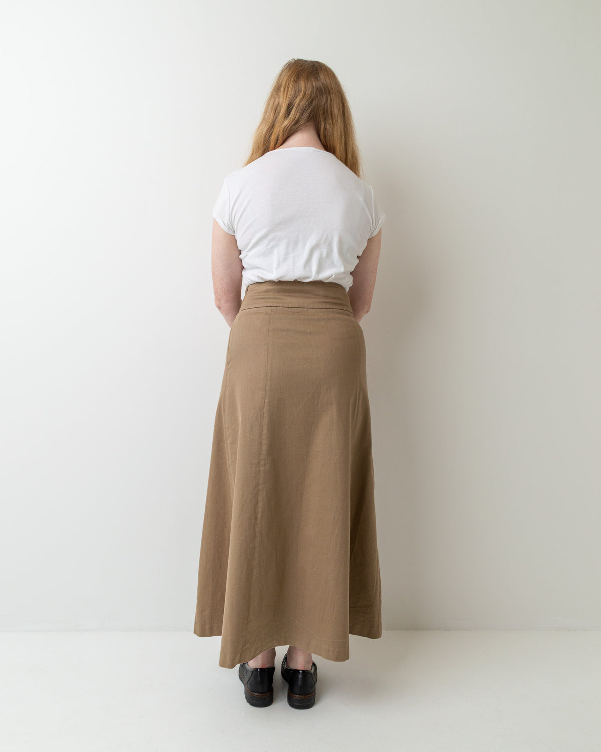 Wittenfelt Taupe A-Line Maxi Skirt, back view