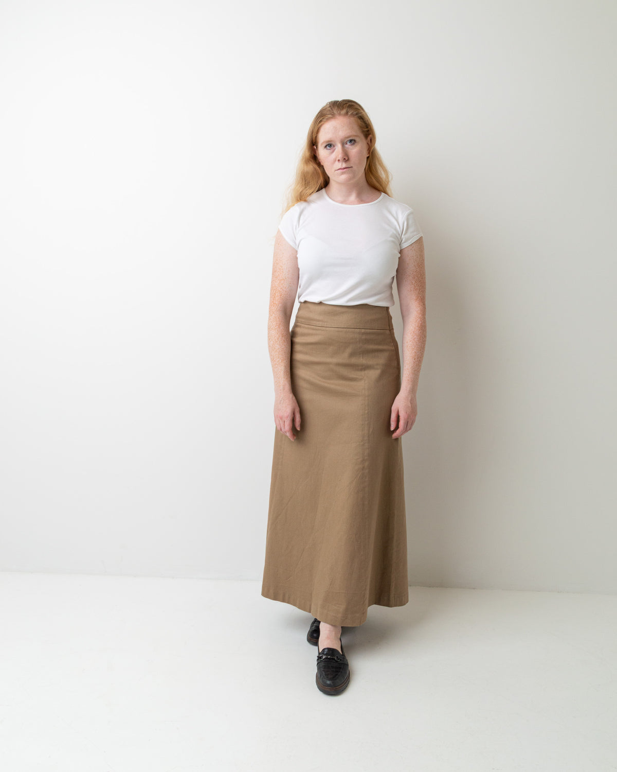Wittenfelt Taupe A-Line Maxi Skirt, front view