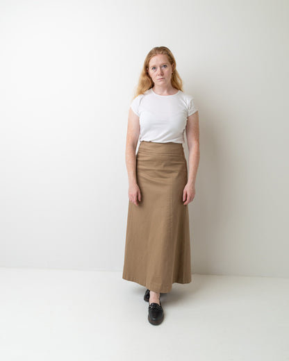 Wittenfelt Taupe A-Line Maxi Skirt, front view